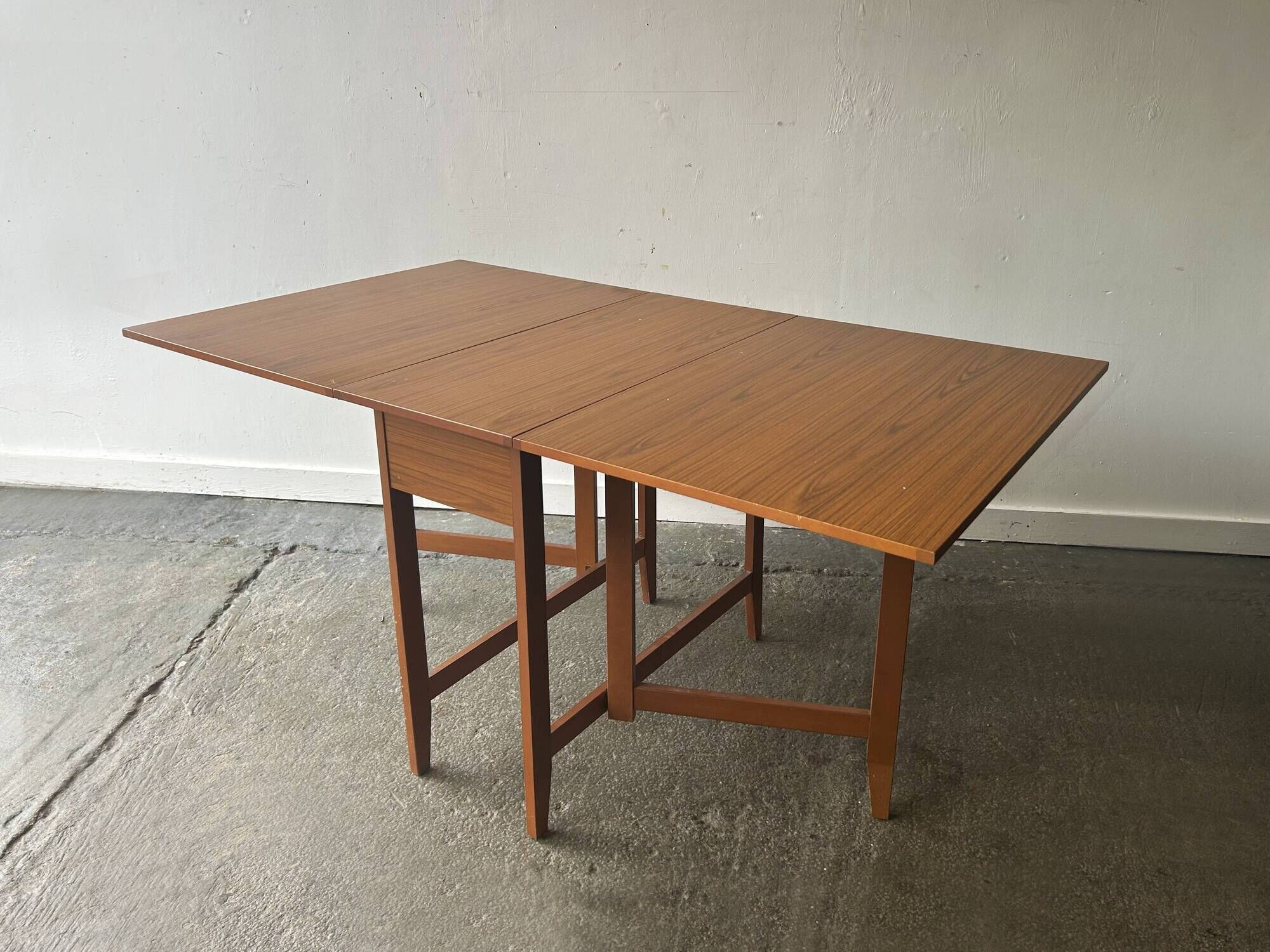 Schreiber Mid Century Vintage Teak Effect Formica Drop Leaf Gateleg Dining