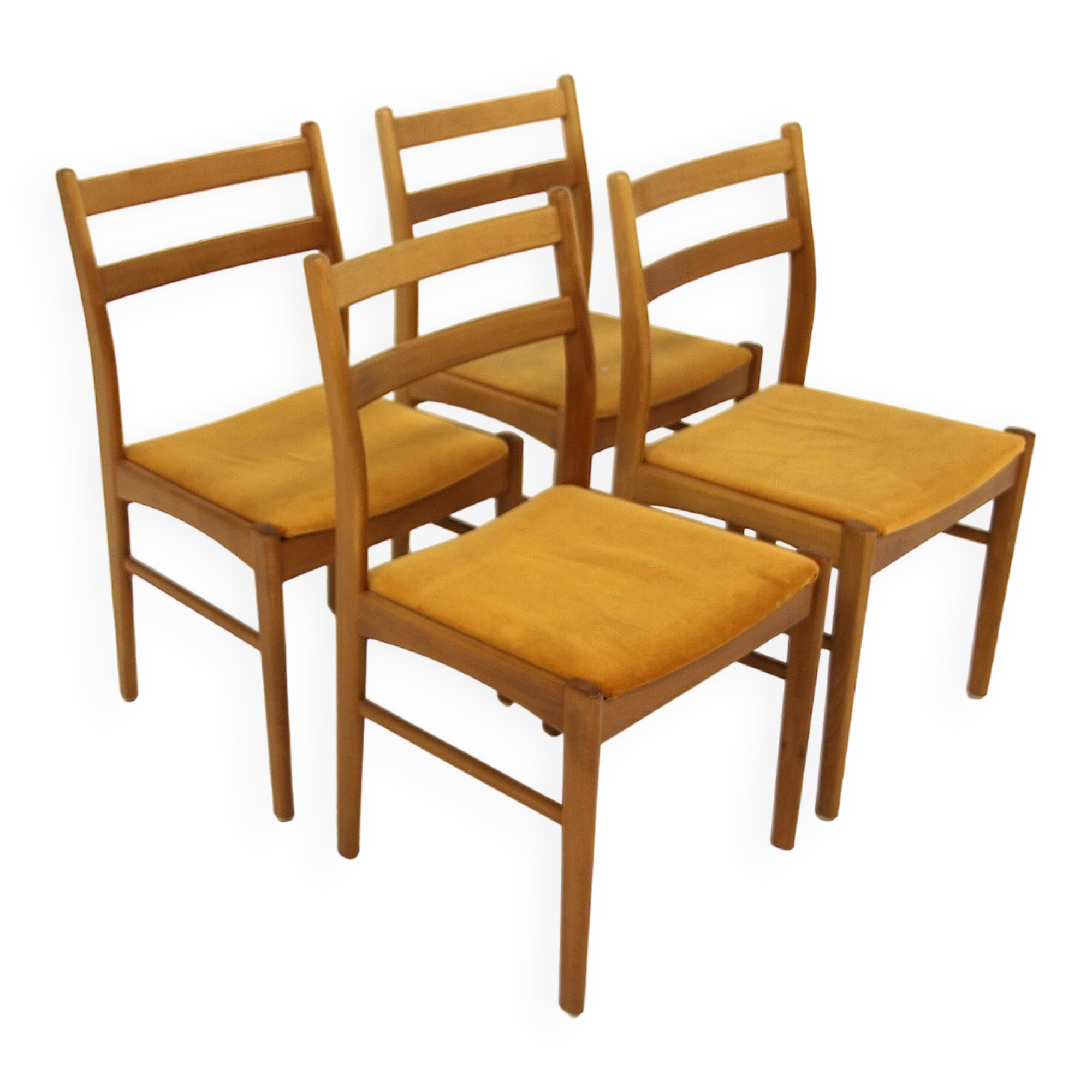 Set of 4 Scandinavian beech chairs, Sweden, 1960