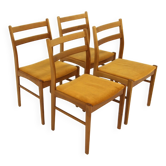 Set of 4 Scandinavian beech chairs, Sweden, 1960