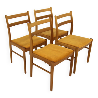 Set of 4 Scandinavian beech chairs, Sweden, 1960