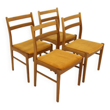 Set of 4 Scandinavian beech chairs, Sweden, 1960