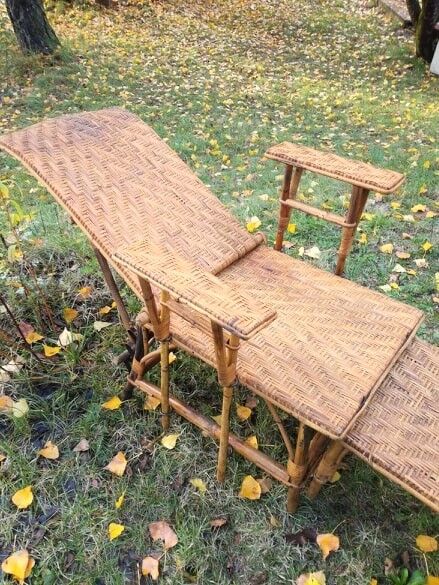 Chaise longue en rotin