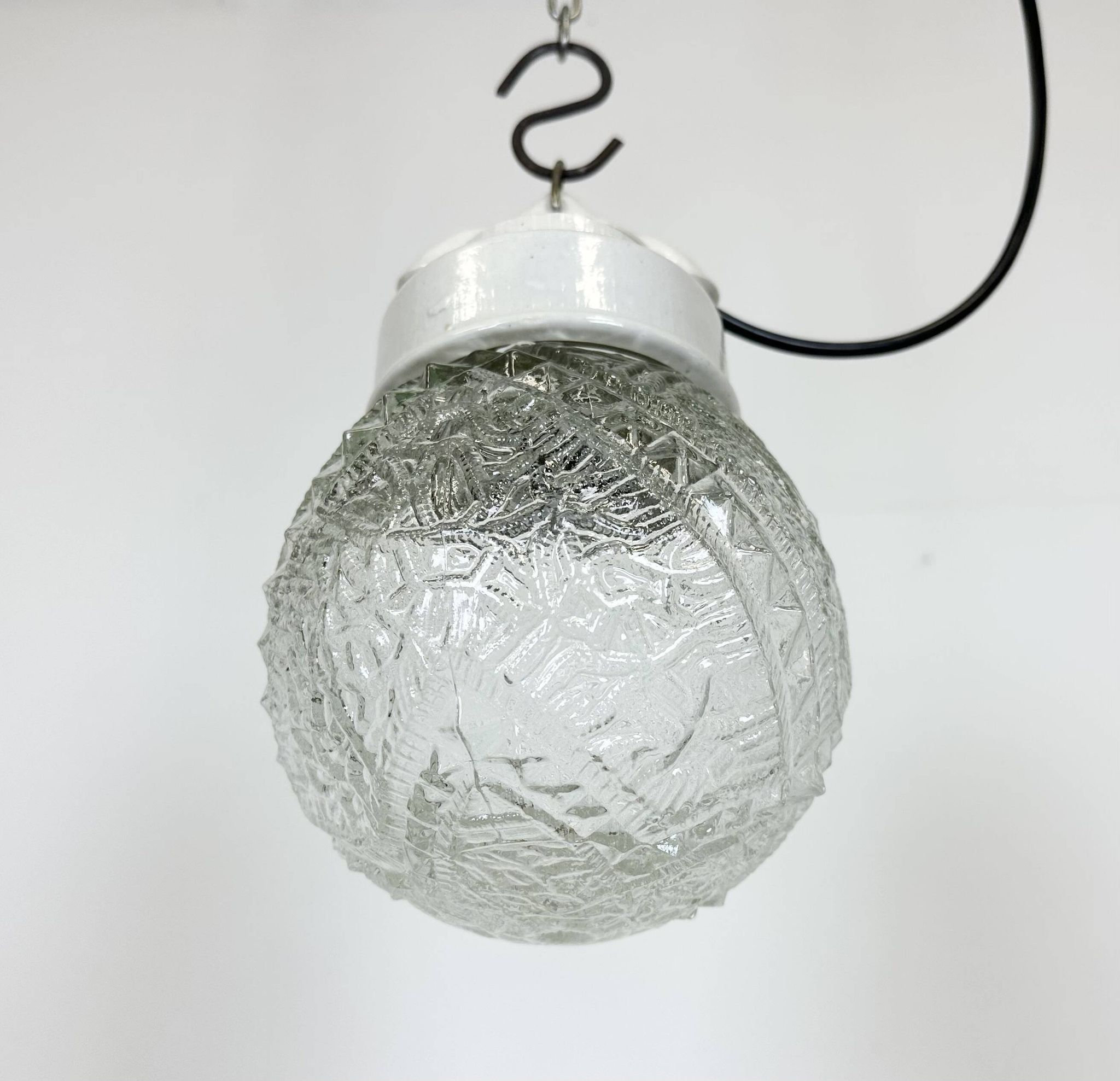 Vintage White Porcelain Pendant Light, 1970s