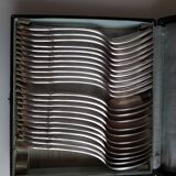 Cutlery set of 11 forks and 11 spoons in silver-plated metal, SFAM brand - Louis XVI model