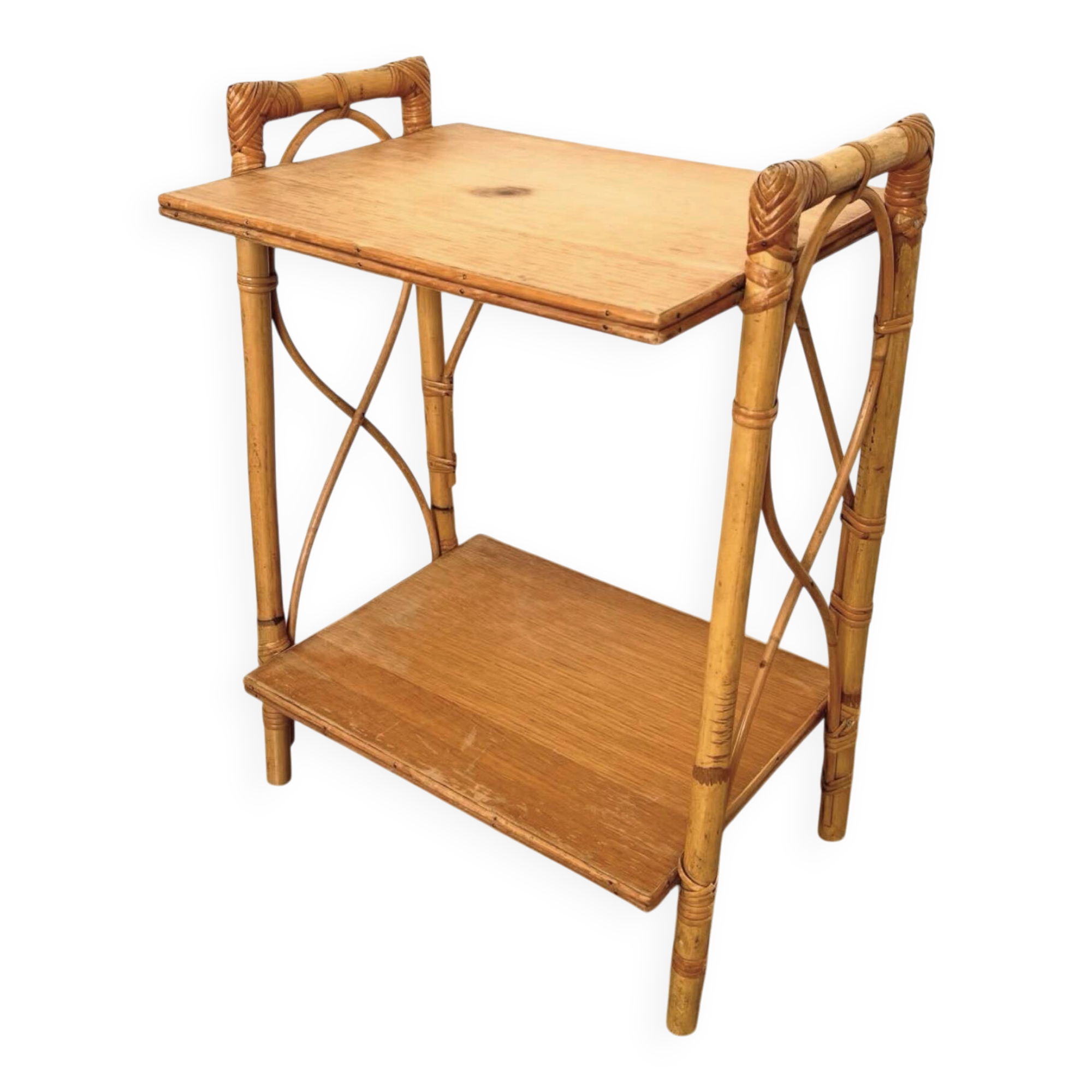 Vintage rattan bedside table