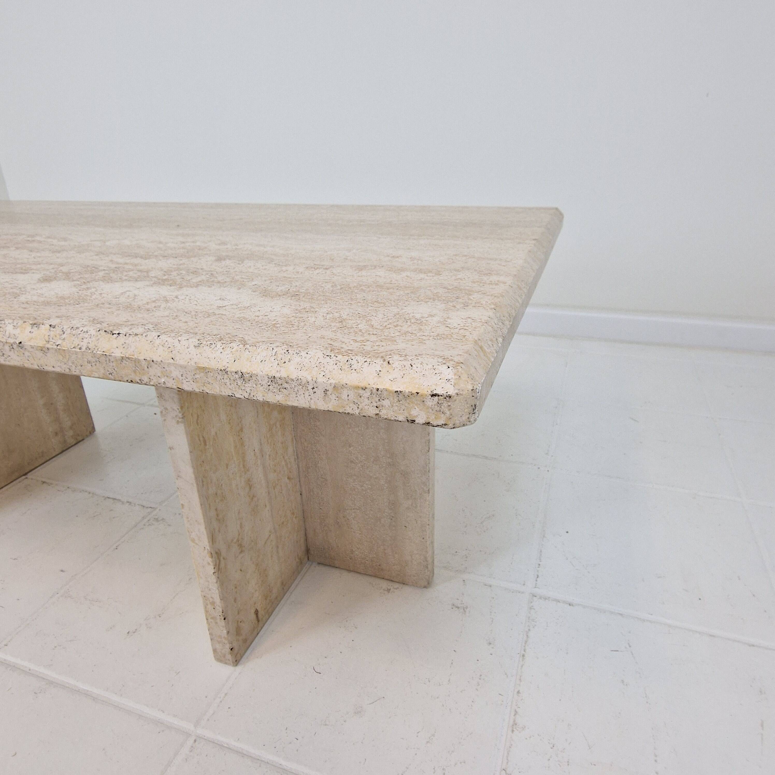Rectangle Travertine Coffee or Side Table, Italy 1980's