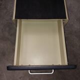 Metal box with used vintage keyless casters