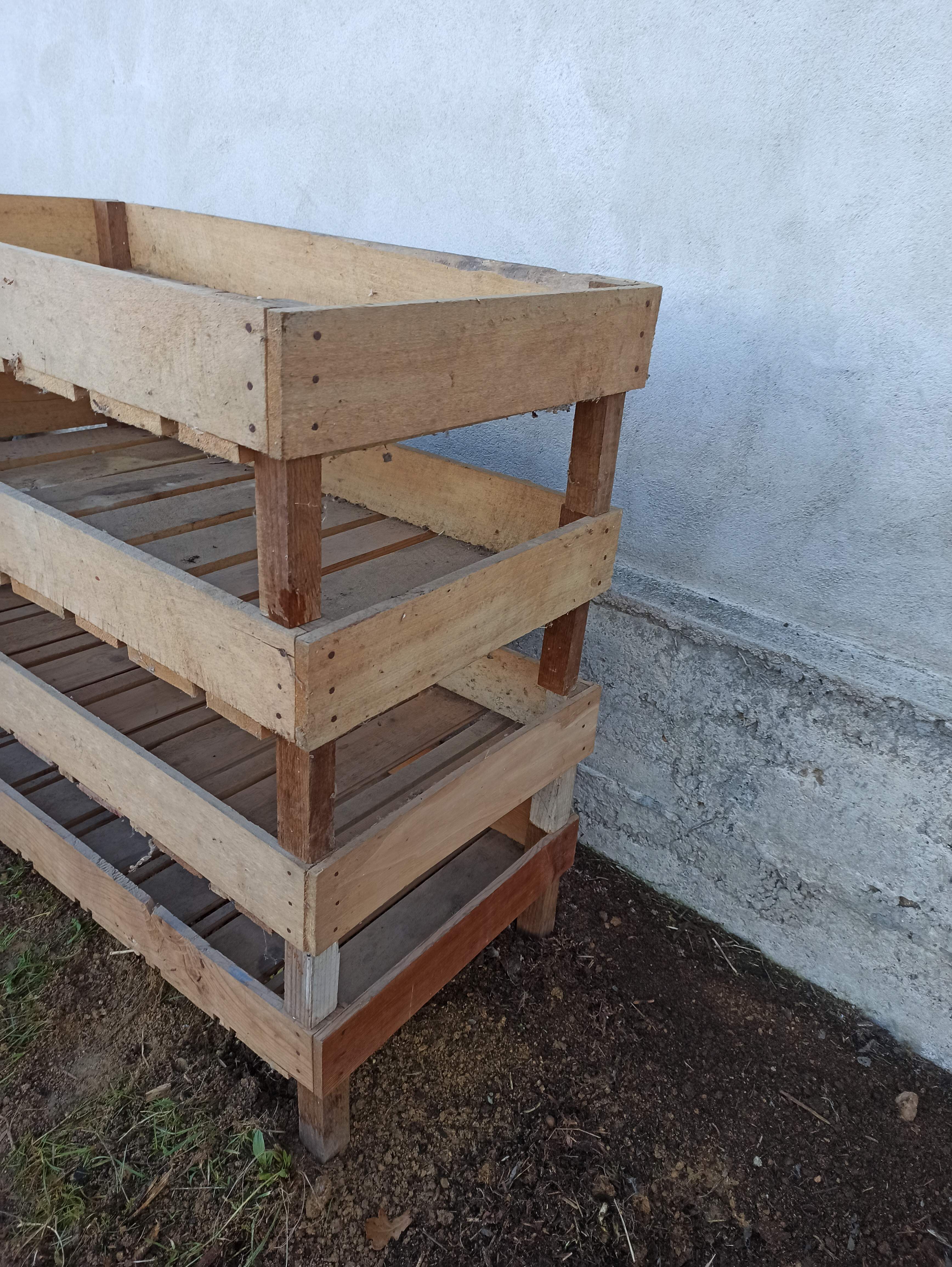 Set of four wooden shelves crate boxes