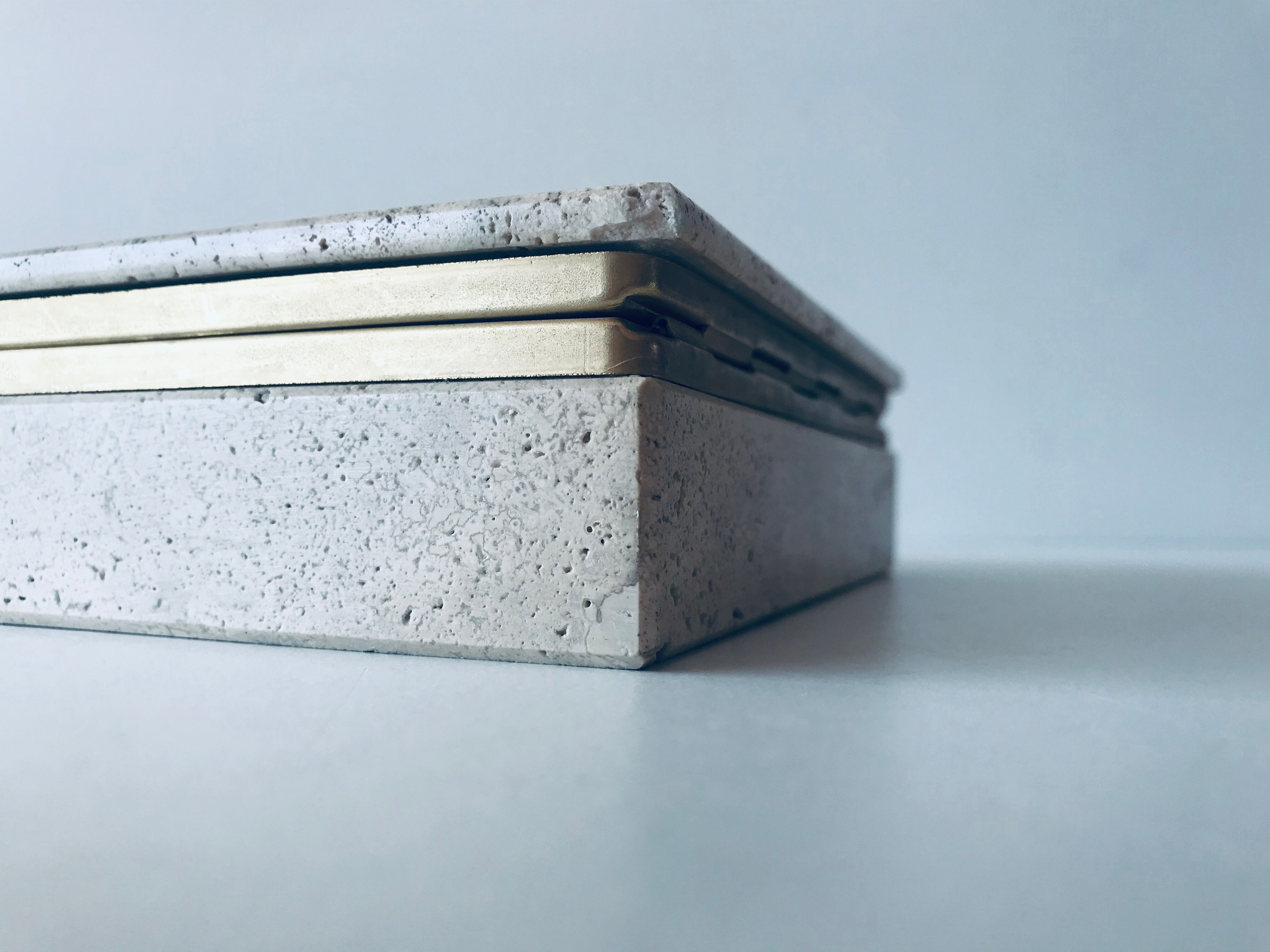 Travertine and brass box