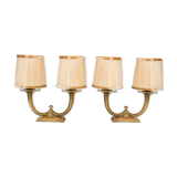 Pair of gilt bronze genet et michon lamps with original shades
