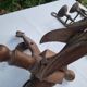Antique lamp or candlestick, hand-carved, turned wood, Renaissance style