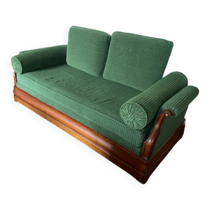 Lit de Repos en acajou - velours vert