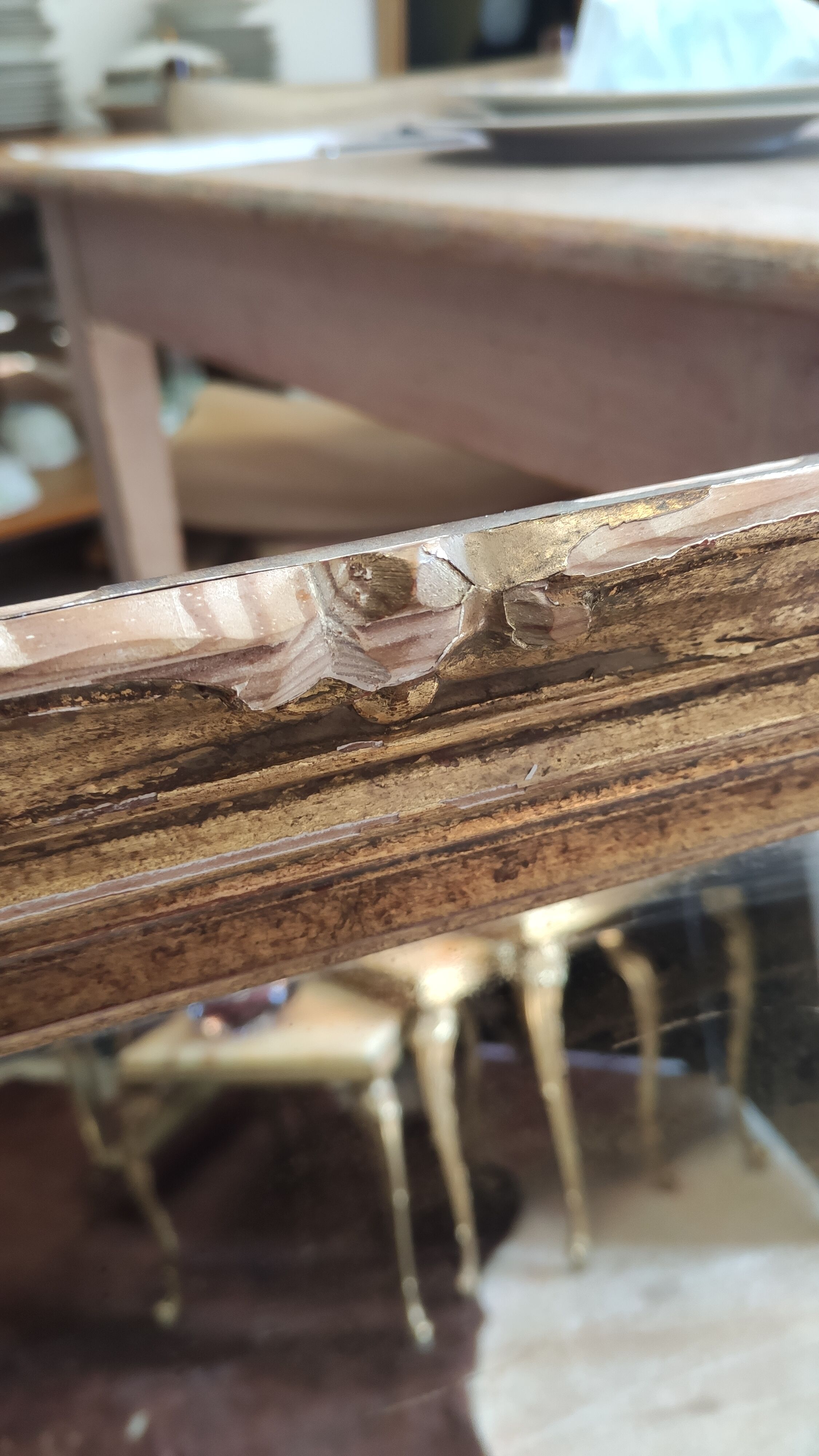 Miroir bois doré glace ancienne