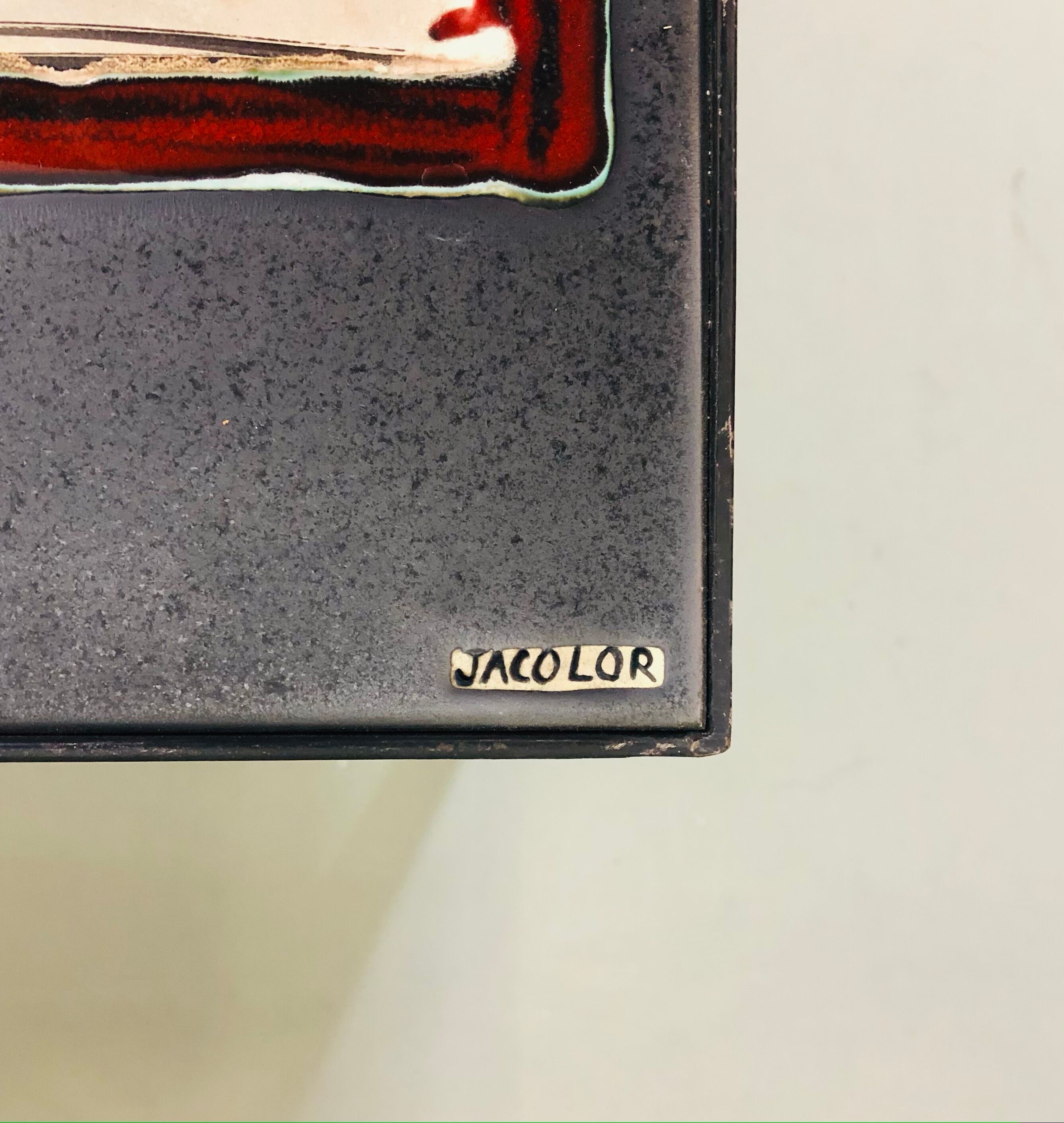 1950 coffee table with Jacolor Ceramics