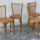 Série de 4 chaises bistros vintage 1950-60 assises Skaï