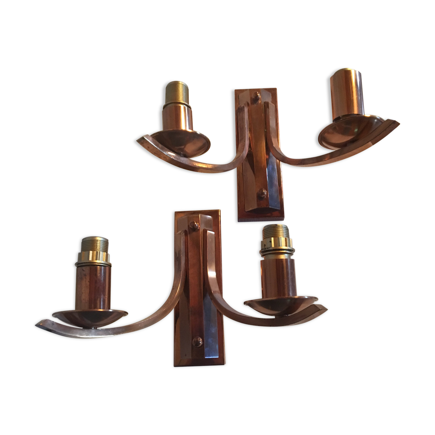 Pair of vintage copper appliques