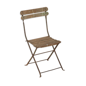 Old folding garden chair with slats