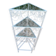 3 nesting tables in white wrought iron. Beveled glass.