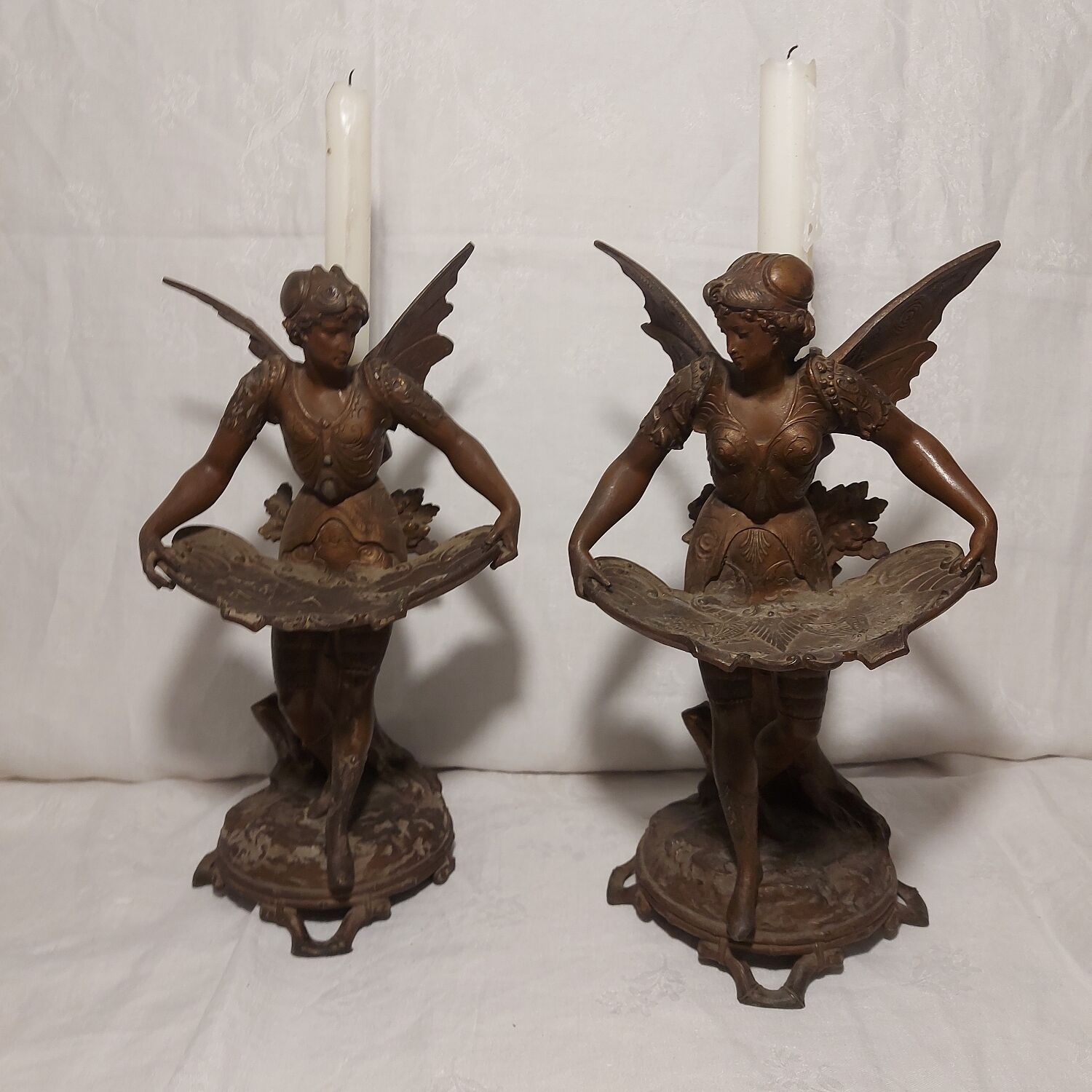 Pair of art nouveau candle holders in regulates