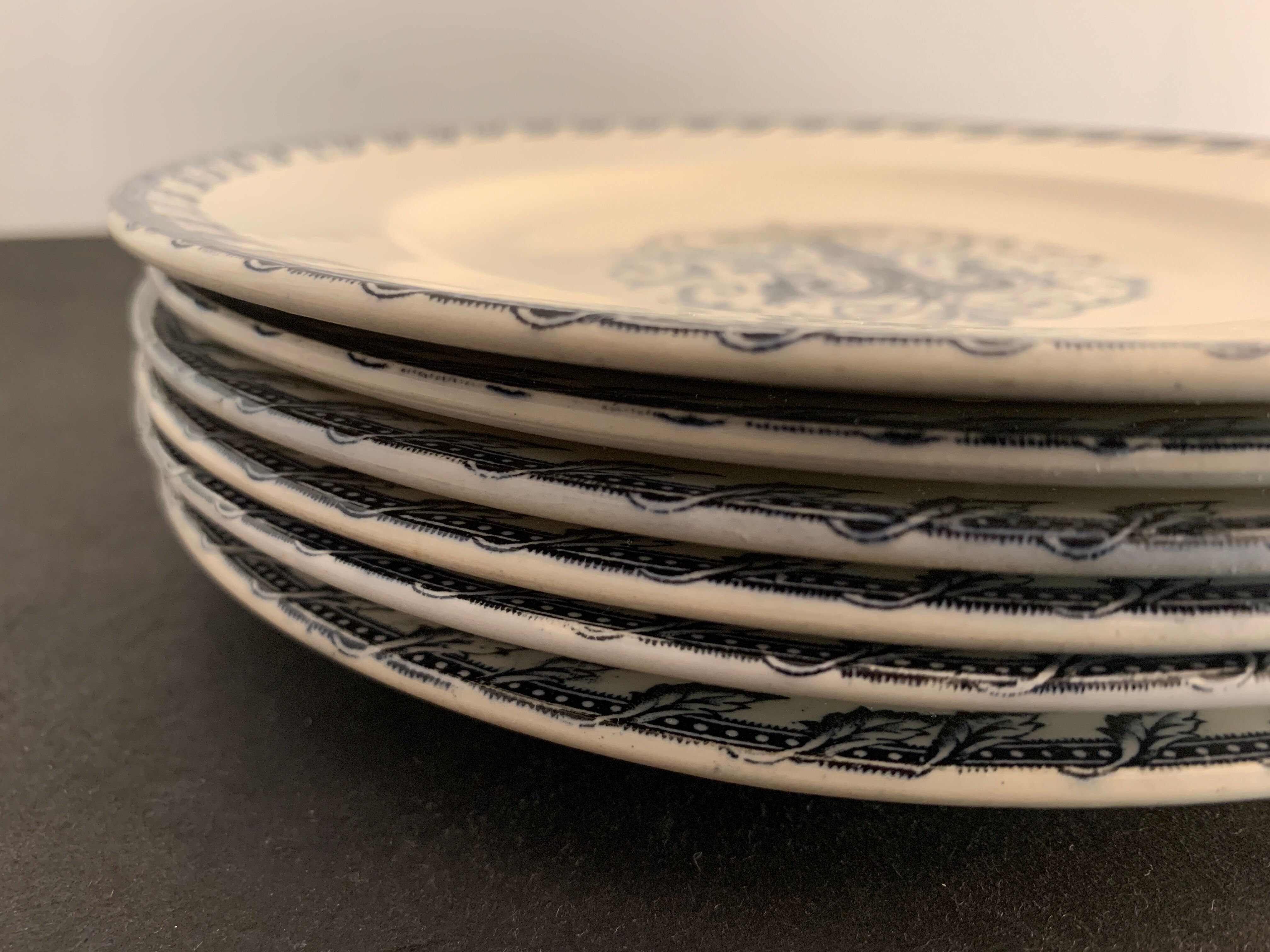 6 dessert plates and old earthenware dish, KG Lunéville