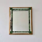 Vintage Rectangular Mirror with Green Glass