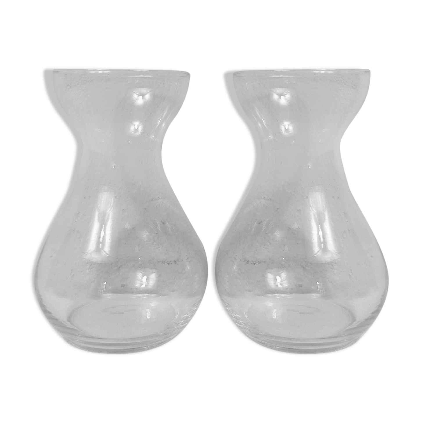 Pair of vintage glass jacinth bulb vases