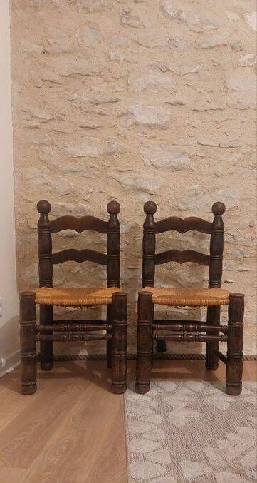Brutalist chair pair in the style of Dudouyt.