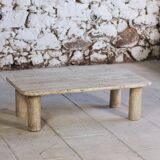 Travertine coffee table in the style of Angelo Mangiarotti, 1970.