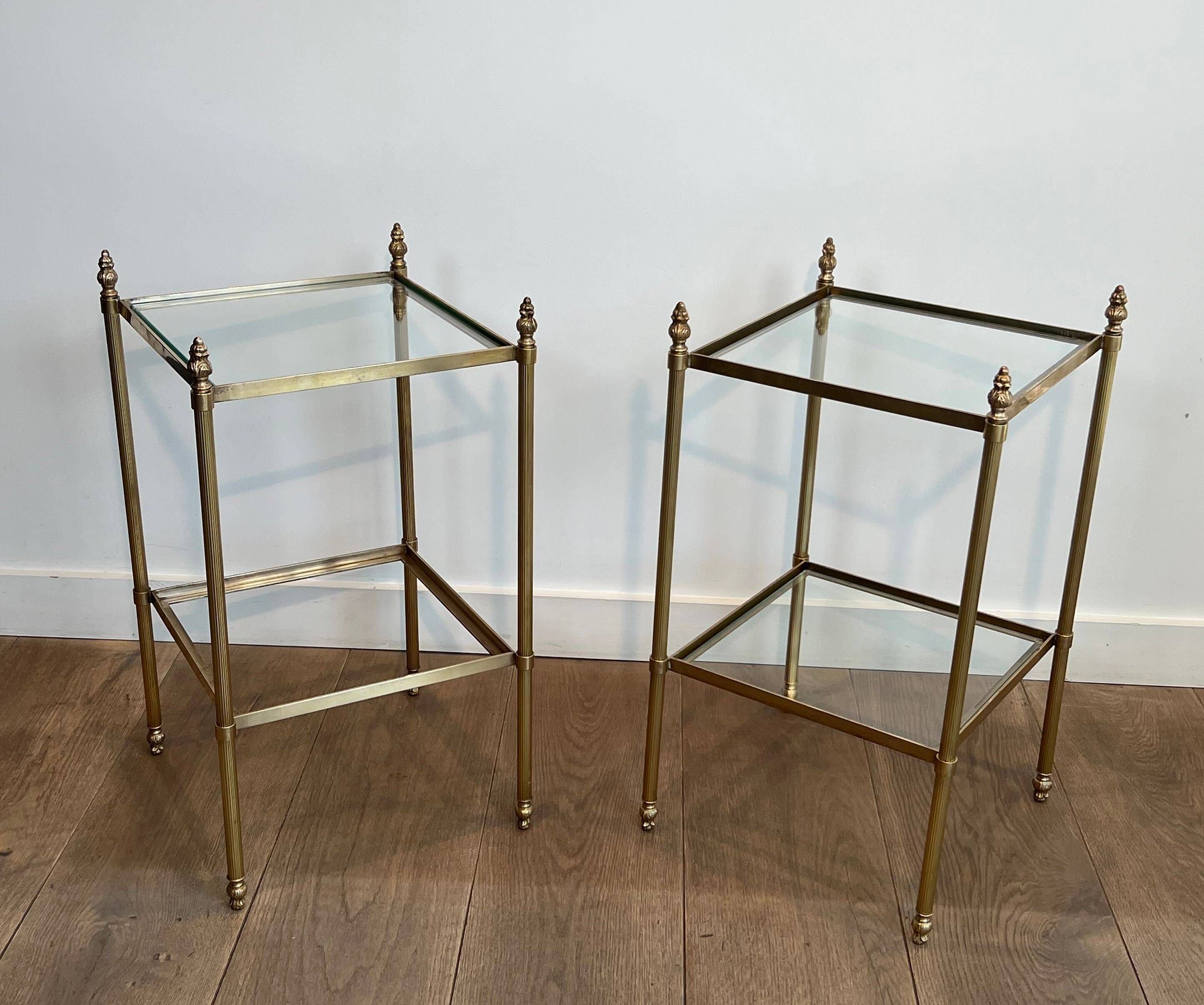 Pair of brass side tables attributed to Maison Jansen