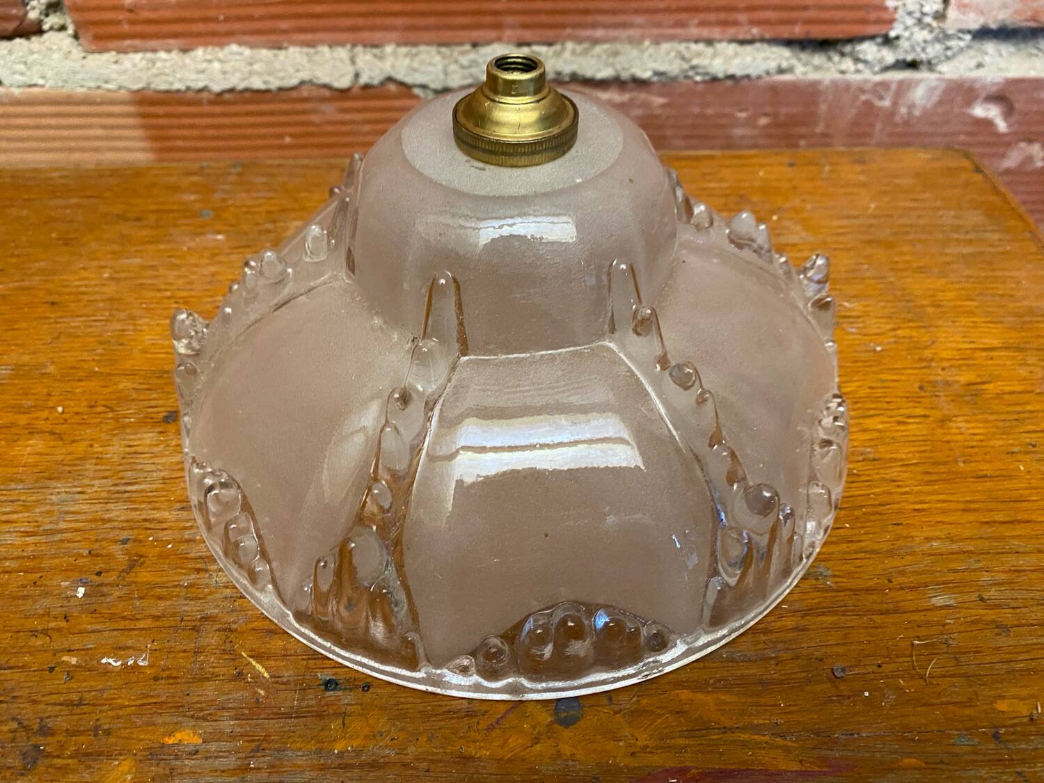 Antique Pendant Light Globe Molded Glass Art Deco Frosted Vintage