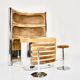 Ensemble de bar avec 2 tabourets dans le style de Willy Rizzo, 1970s
