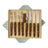 8 couverts à dessert en teck, 1960