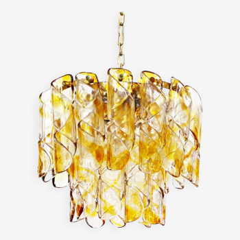 original vintage Muranoglass tubular chandelier, Italy 1970's