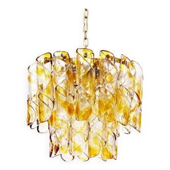 lustre tubulaire vintage original en verre de Murano, Italie 1970