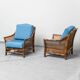 Pair of vintage armchairs in bamboo and Vienna straw 1960s modernism
