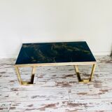Table basse à piétement doré à plateau réversible circa 70