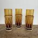 6 amber long drink glasses with wicker