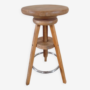 Wooden screw stool, workshop, watchmaker, architect