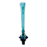 Turquoise soliflore bohemian crystal vase with enameled flower motifs
