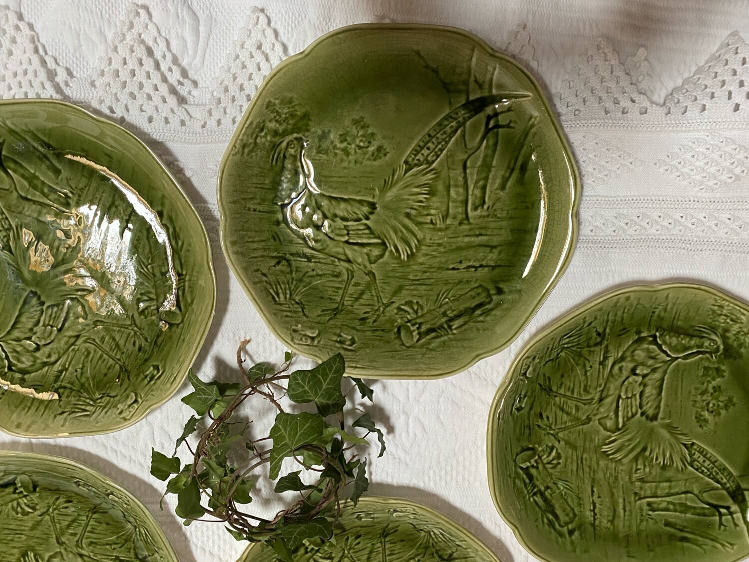 Set of 5 Choisy le Roi 19th century majoline plates