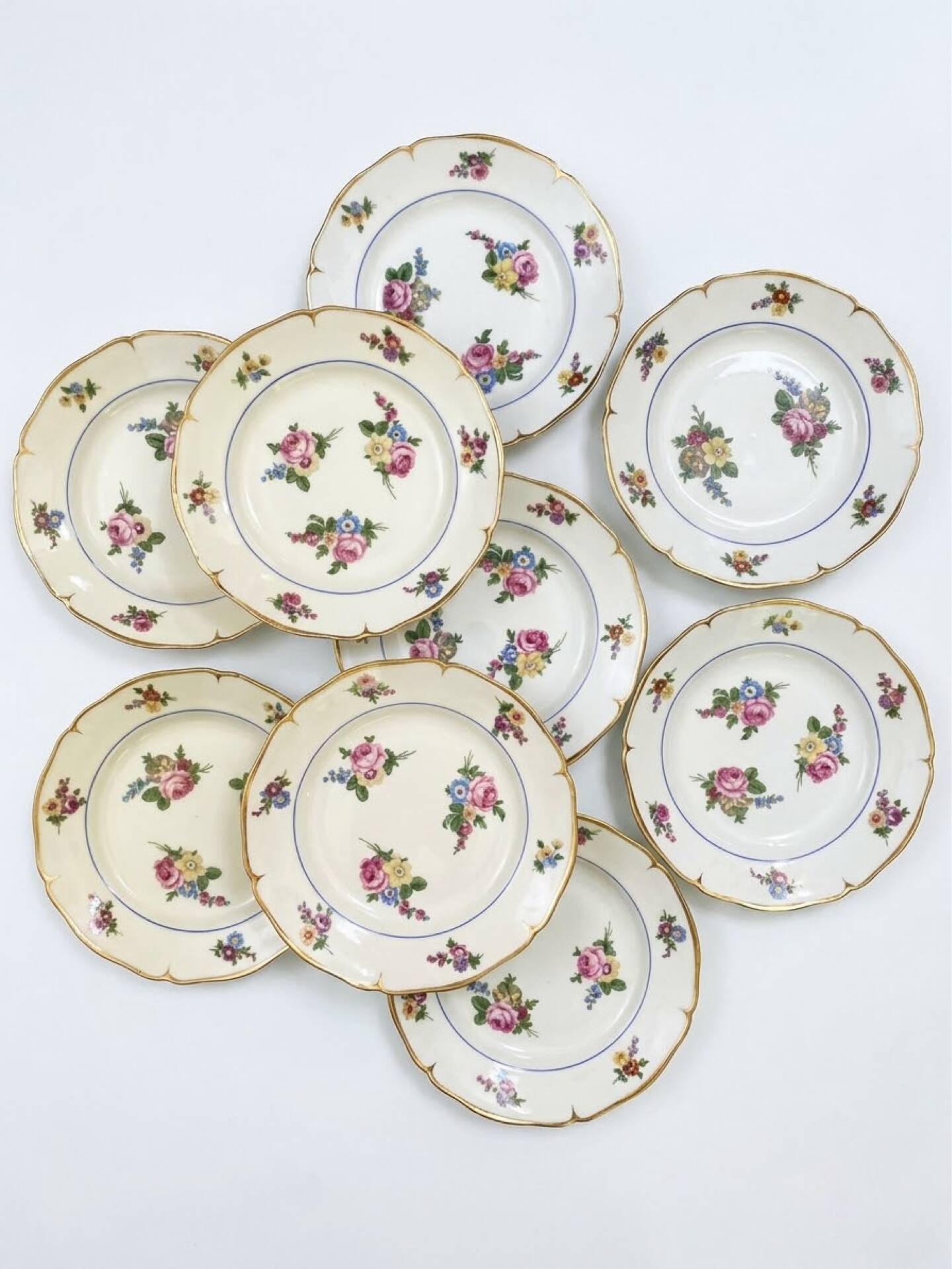 8 deep plates in Foëcy porcelain - 1930