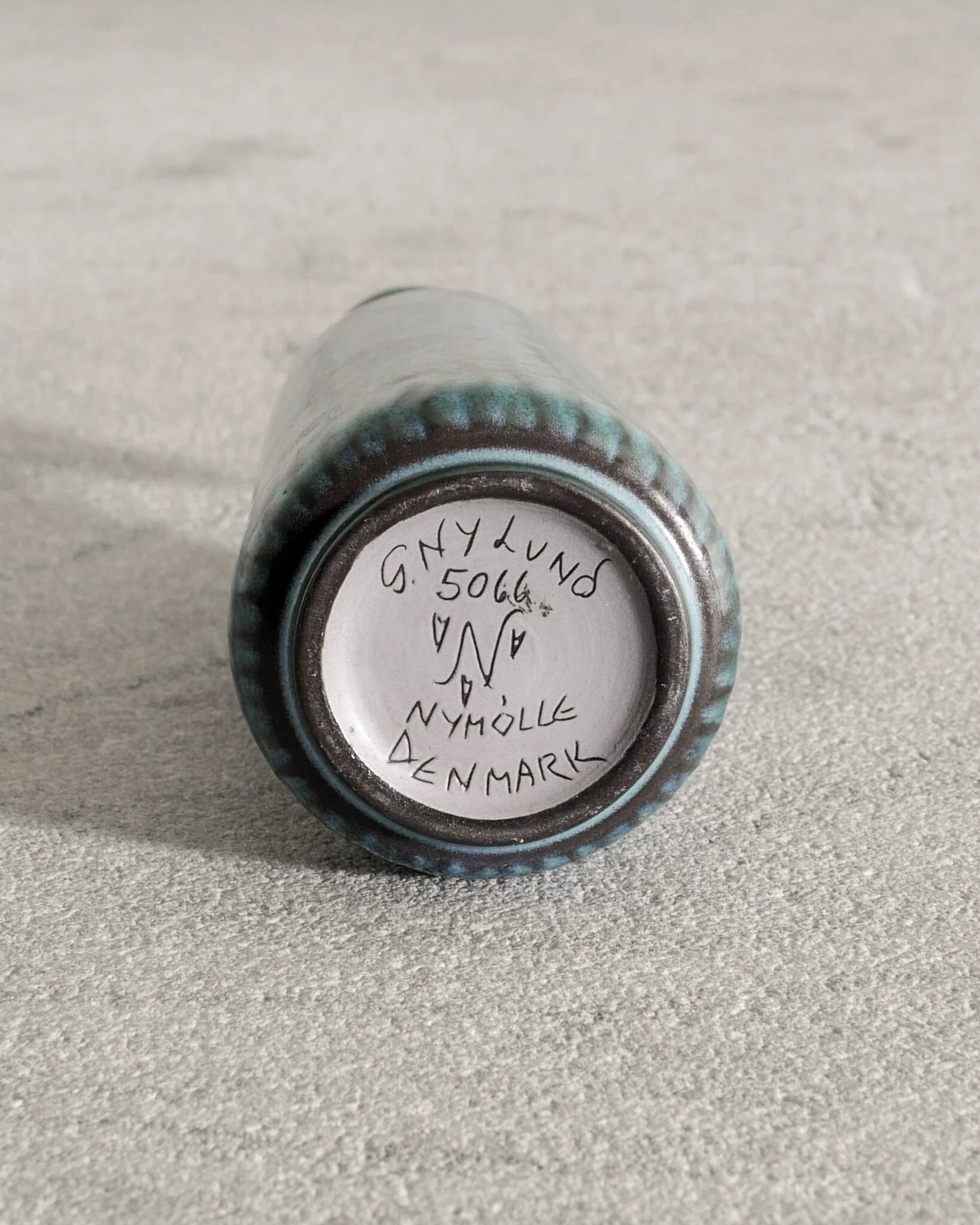 Vintage Swedish Mid Century Turquoise Blue Vase Gunnar Nylund, 1950s