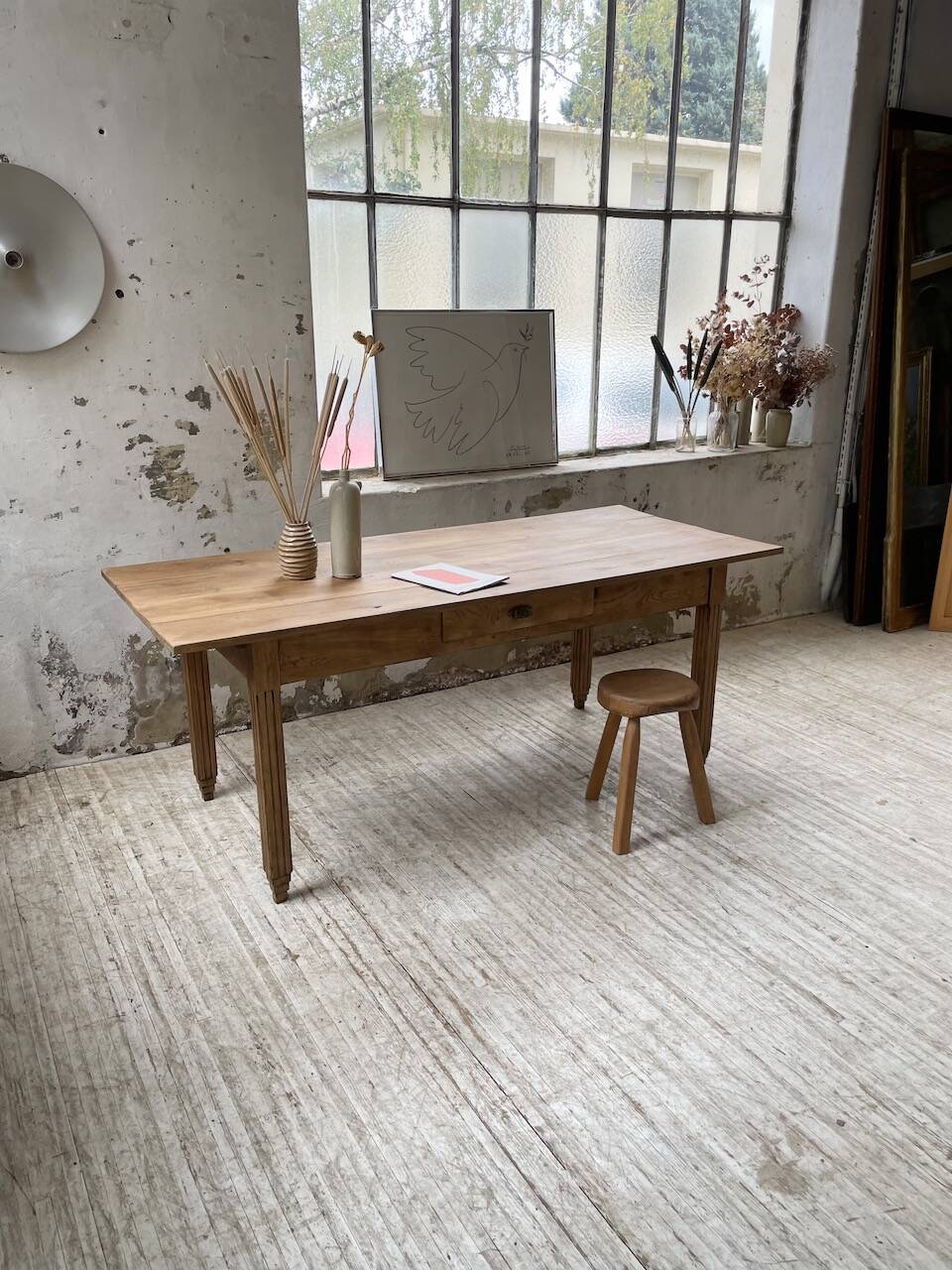1950s oak butcher's farm table