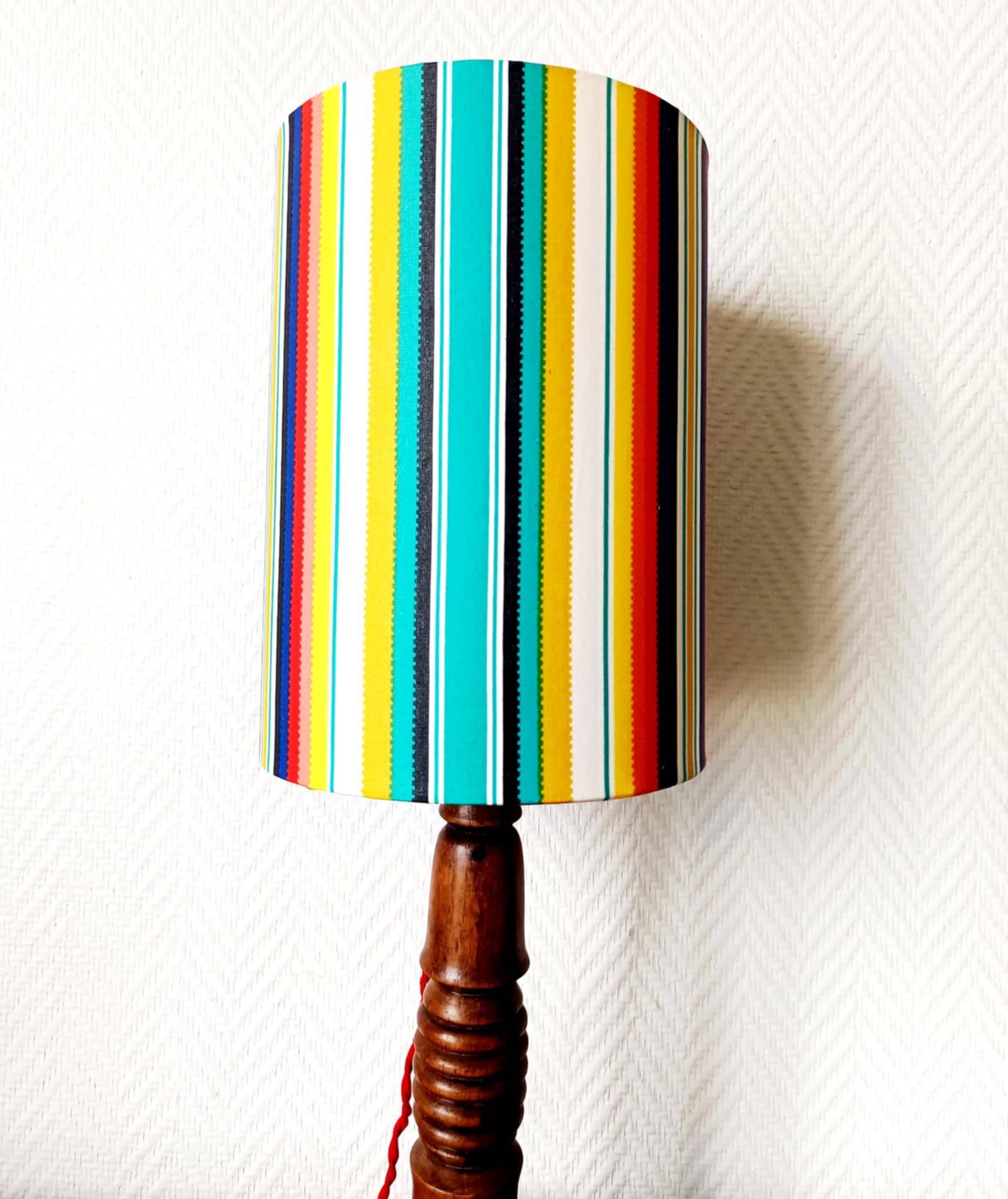 Vintage turned wood lamp and custom shade