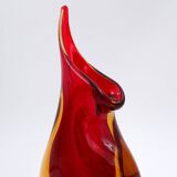 Vase Flavio Poli Seguso en verre de Murano rouge et jaune