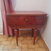 Vintage varnished wooden bedside table – 1950s/60s style