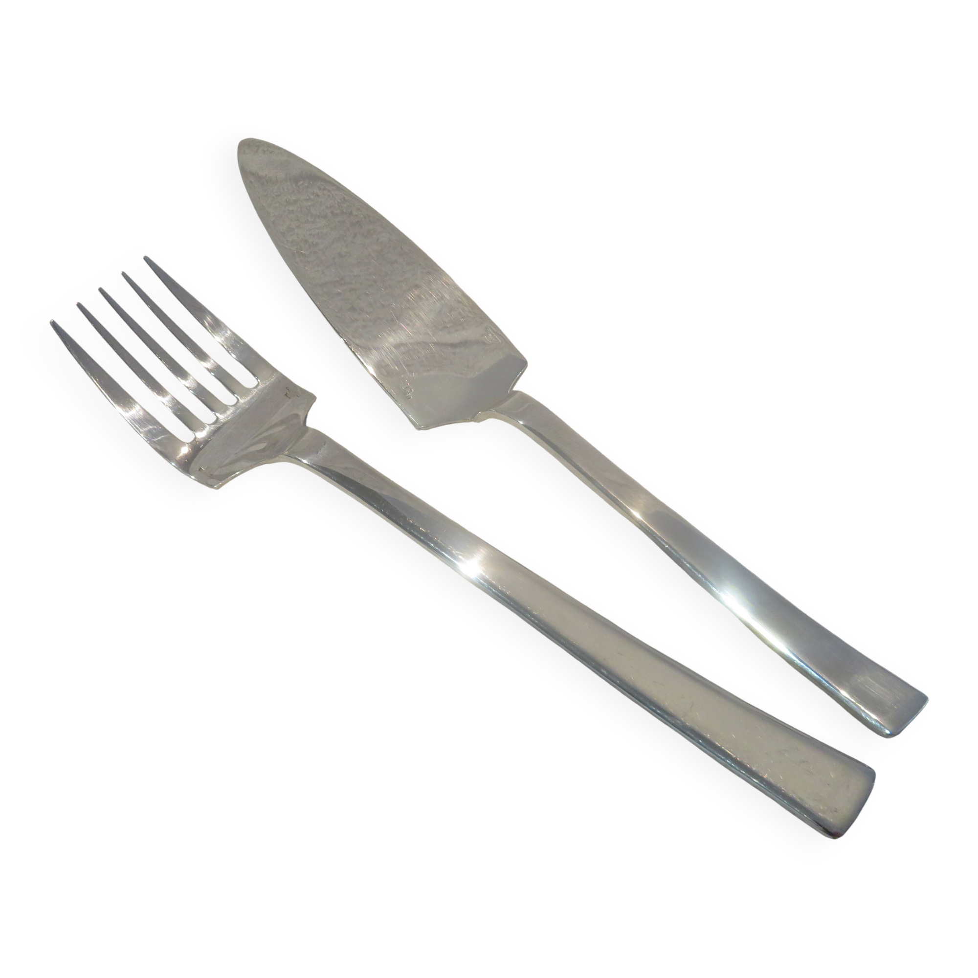 2-piece fish serving set, silver-plated metal, Christofle Concorde goldsmith