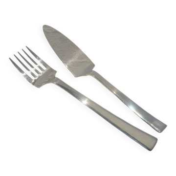 Couvert à servir le poisson 2p métal aregnté orfèvre Christofle Concorde