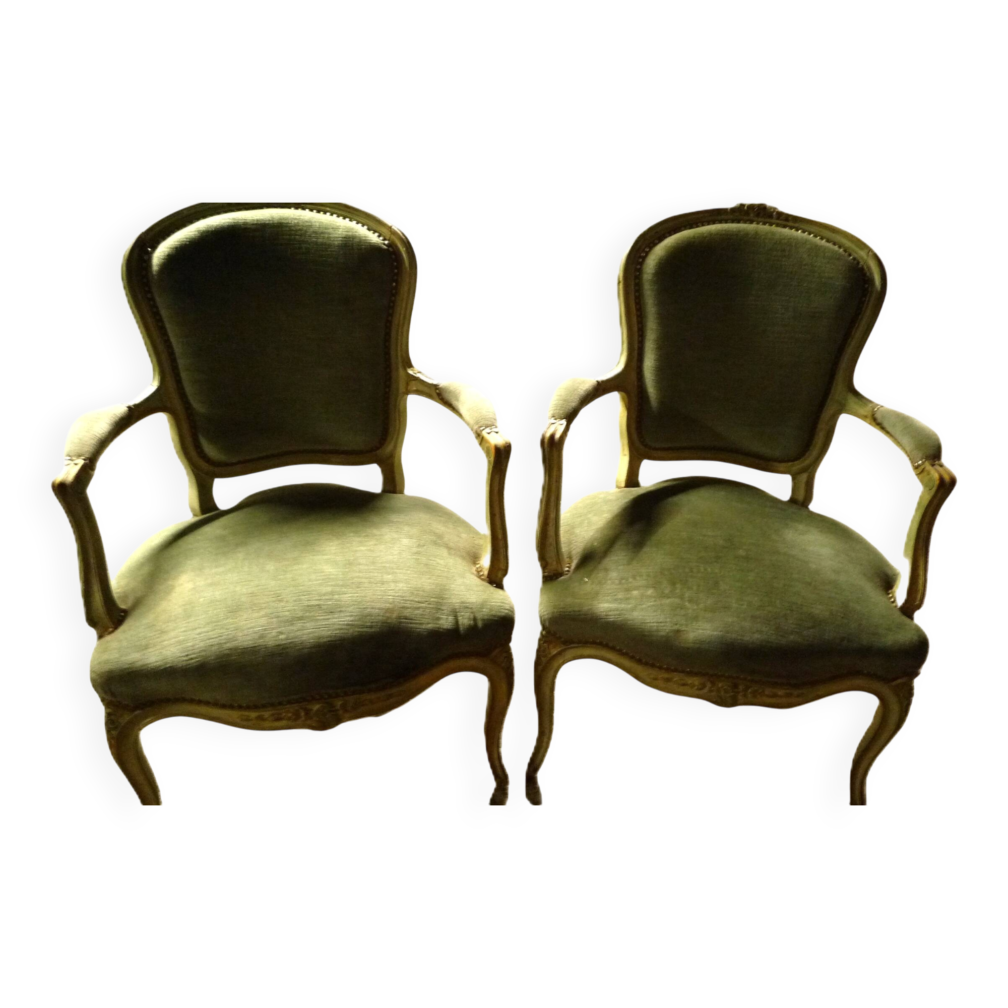 Pair of cabriolet armchairs in Louis XV style