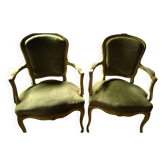 Pair of cabriolet armchairs in Louis XV style
